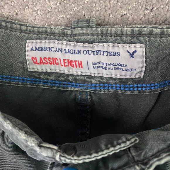 Vtg American Eagle Classic Length Cargo Shorts Mens 38 Black Gray Heavyweight - Picture 7 of 13